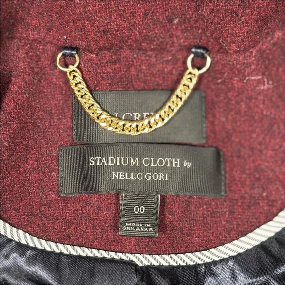 J.CREW Stadium Cloth Nello Gori Peacoat Women's Size 00 Red Wool Double Breasted - Picture 7 of 13